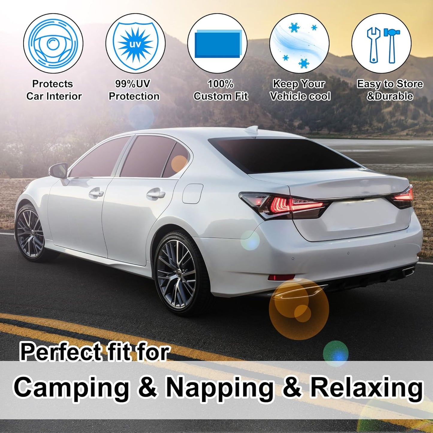 TINGLU Window Shades for Lexus is Sedan (NOT for Lexus RX, ES) 2014-2020 Accessories Car Side Full Windows Windshield Sun Shade Sun UV Rays & Privacy Protection for Camping 6PCS