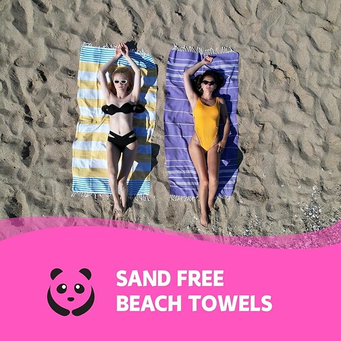 HAVLULAND Turkish Beach Towels Oversized -100% Turkish Cotton Super Soft Lightweight - Absorbent and Quick Drying Bath Towel - Sand Free Beach Towel - Turkish Towels for Adults (Blue, 12 Pack)