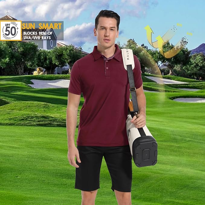 Mens Polo Shirts Short Casual Solid Stylish Dry Fit Performance Designed Collared Golf Polo Shirts for Men