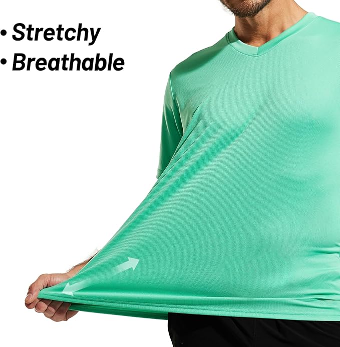 MIER Men's Quick Dry Workout Shirts Moisture Wicking Running Athletic Performance T-Shirts Recycled Polyester Top Tee