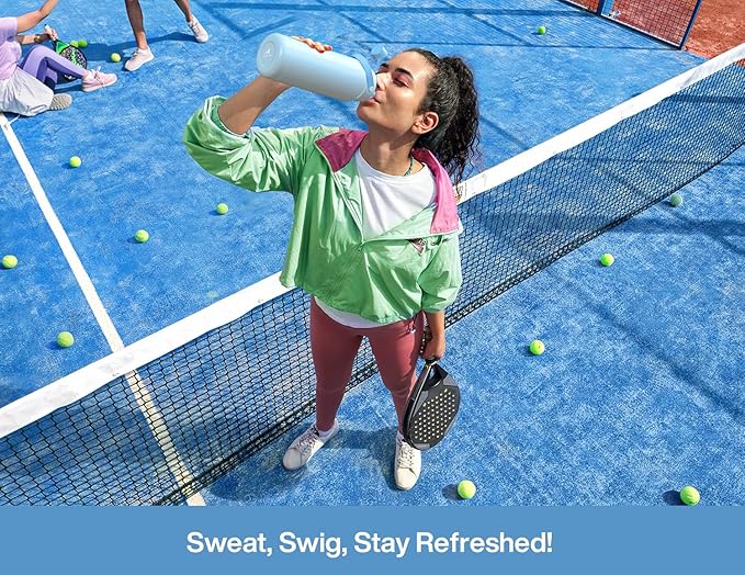 32 oz Insulated Water Bottle with 2-in-1 Straw and Spout Lid, Keep Cold 24H, Leak-Proof, BPA-Free, Double Wall Stainless Steel Water Bottle for Sports, Gym, Travel, and School (Sea Breeze)