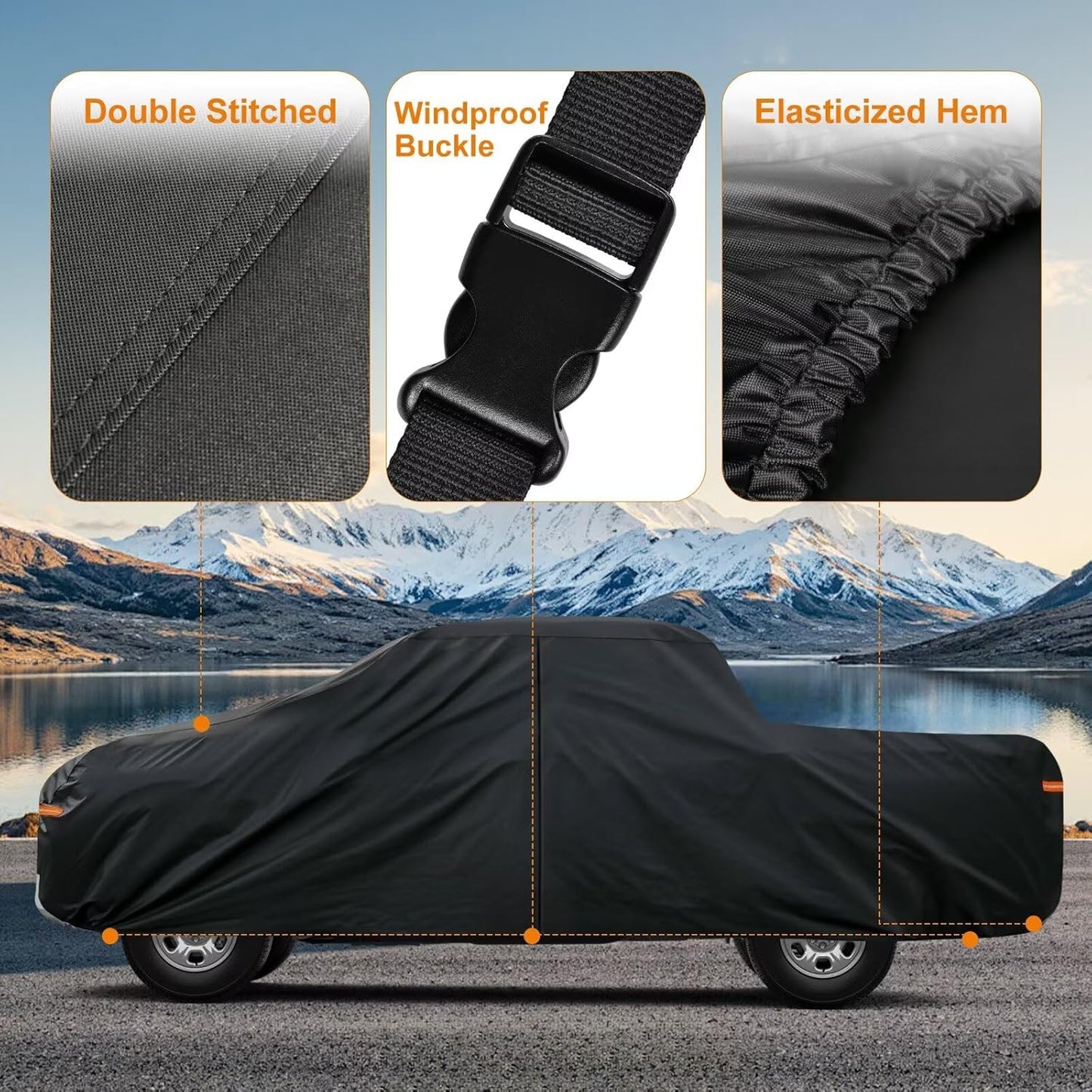 Kayme Truck Cover Custom Fit Ford F-150(1997-2025) Super Cab Short Bed. Full Exterior Heavy Duty Outdoor Pickup Truck Car Cover Waterproof All Weather.Car Tarp for Wind Sun Dust Protection.Black