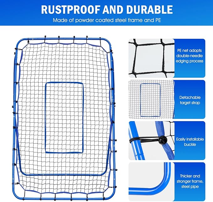 Volleyball Rebounder Net, Soccer Baseball Rebound Pitchback Net, Adjustable Target Practice Nets, Easy Setup Softball Bounce Back Trainer Equipment, Improve Sport Training Skills for Backyard