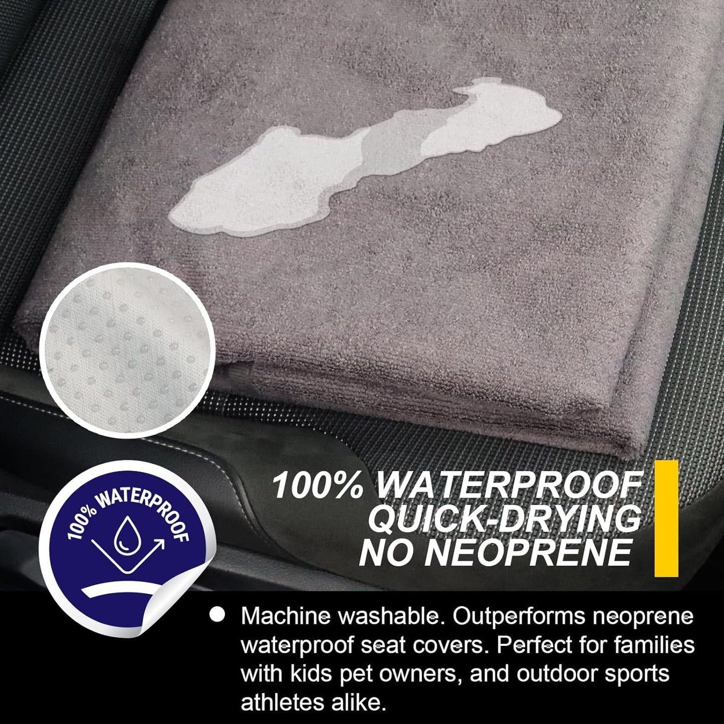 Back Seat Cover for Car Trucks Van SUV,Waterproof Rear Bench Towel Seat Covers for Dogs and Kids,Automotive Backseat Protector (Grey)