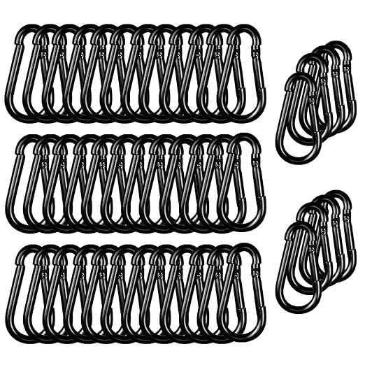 40PCS M5 Black Carabiner Clip, 3/16Inch Snap Hook Quick Link Small Clips, 2'' Spring Carabiner Link Buckle for Fishing Camping Hammock Dog Leashes-220LBS Holding Capacity