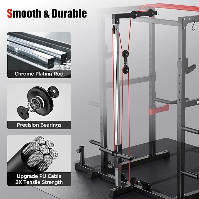 Sportsroyals Power Cage,1600lbs Multi-Function Power Rack with Adjustable Cable Crossover System and More Training Attachment, Weight Cage for Home Gym