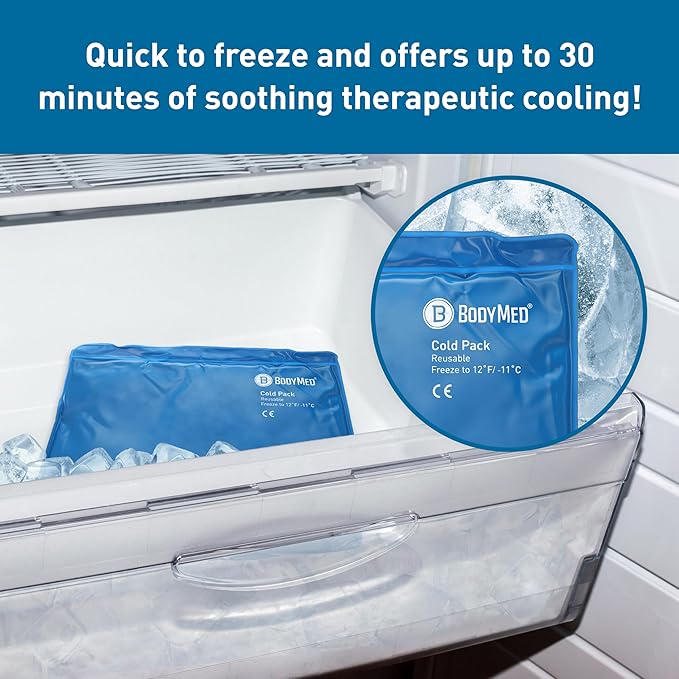 BodyMed Reusable Vinyl Ice Pack for Knee, Arm, Elbow, Shoulder, Back - Professional Grade Cold Therapy for Injuries, Aches, Swelling, Bruises, Sprains - 14 in. x 12 in. (Standard)