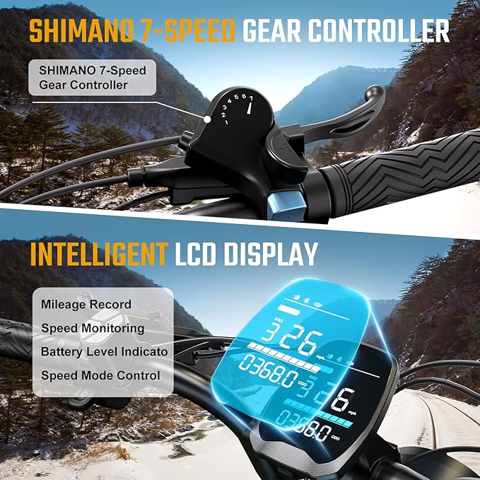 TST Electric Bike for Adults, 1500W Peak Brushless Motor 28 MPH 60 Miles/110 Miles Fat Tire E Bike with 48V 15Ah/ 25Ah Removable Battery 20" Electric Dirt Bike Hydraulic Suspension and 7-Speed