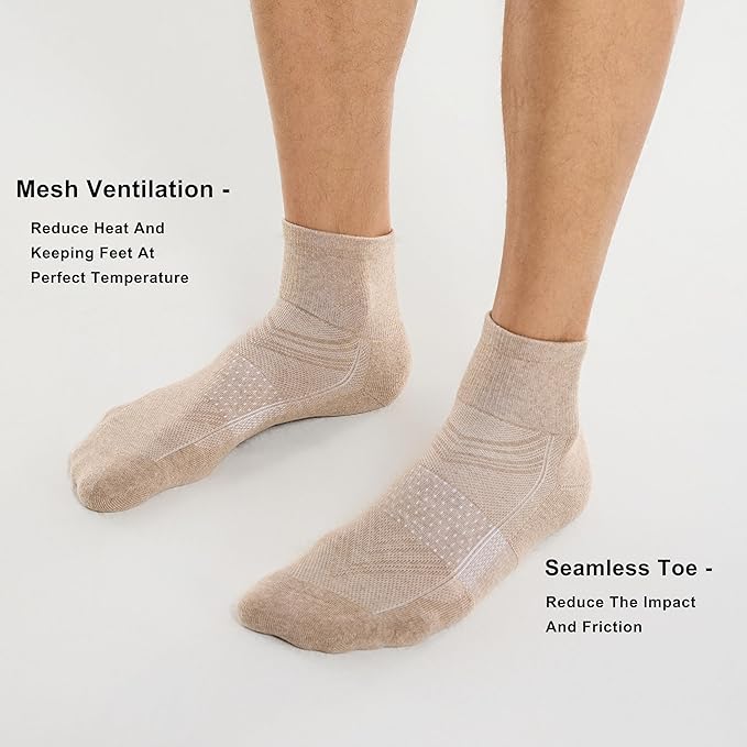 CelerSport 6 Pack Men's Ankle Socks with Cushion, Sport Athletic Running Socks