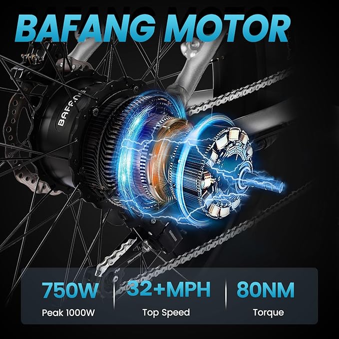 VELOWAVE Electric Bike for Adults Peak 1200W BAFANG Motor 28MPH Mountain Ebike 48V 15Ah Removable LG Cells Battery 26'' Fat Tire E Bike Shimano 7-Speed