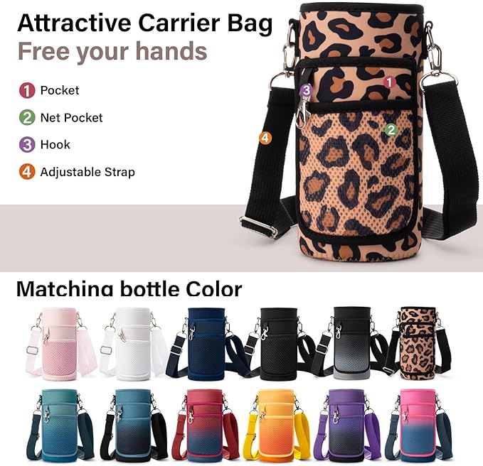 Insulated Water Bottle | Thickened Stainless Steel Vacuum Metal | Portable Sports Water Jug for Gym and Hiking with Straw, Carrier Bag, Handle Strap | BPA-Free 32 oz