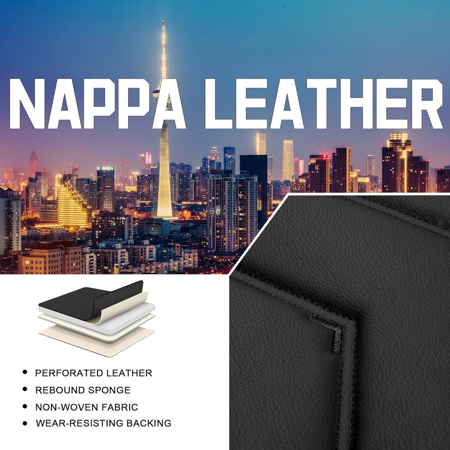 Car Seat Covers for Chrysler Pacifica 2004-2025, Stylish Sport Seat Cover, Premium Nappa Leather Car Seat Cover. Automobile Seat Covers Sets.(Luxury 2 Seats/Pure Black)