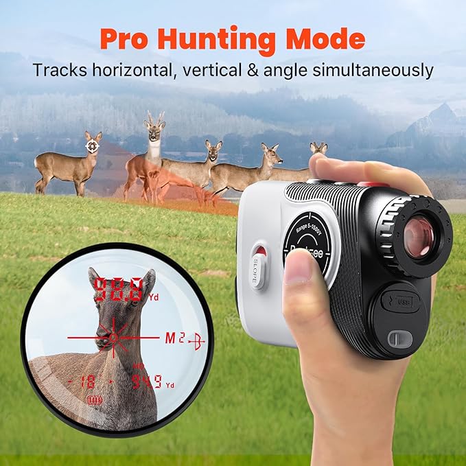 Golf Laser Rangefinder with Slope, 1500Y Range Finder, 0.3s Flagpole Locking Vibration, 7X Magnification, Magnet Stripe, 85% Transmission Lens for Golfing/Hunting, Golf Accessories for Men