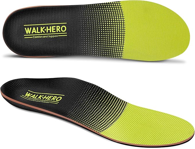 Plantar Fasciitis Feet Insoles Arch Supports Orthotics Inserts Relieve Flat Feet, High Arch, Foot Pain Lime Yellow