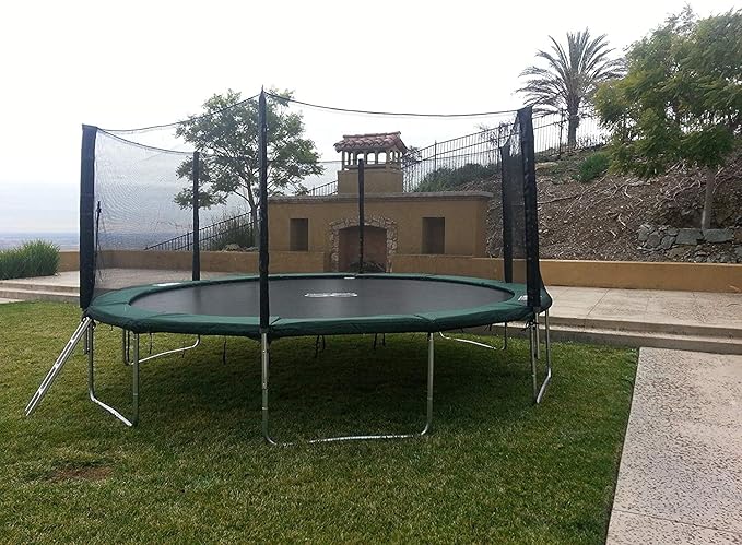 Happy Trampoline Round Trampolines 14 FT, 15 FT, 16 FT - ASTM Approved - Outdoor Gymnastic Trampolines for Adults and Kids with Net Enclosure