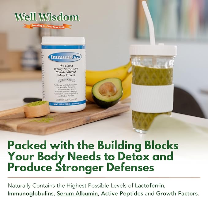 ImmunoPro The Finest Grass-Fed Whey Protein Powder 300g for Immune Systems Well Wisdom, Clean, Unflavored Whey Protein Powder Concentrate, Grassfed, Non-GMO, Hormone-Free