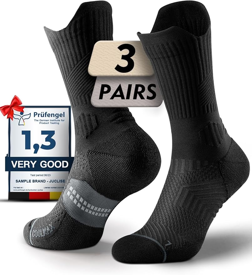 Mens Bamboo Viscose Coolmax Crew Compression Running Socks Athletic Hiking Workout Moisture Wicking Anti-Blister