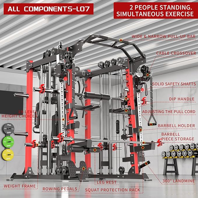 Power Cage,1600lbs Multi-Function Power Rack with Adjustable Cable Crossover System and More Training Attachment, Weight Cage for Home Gym