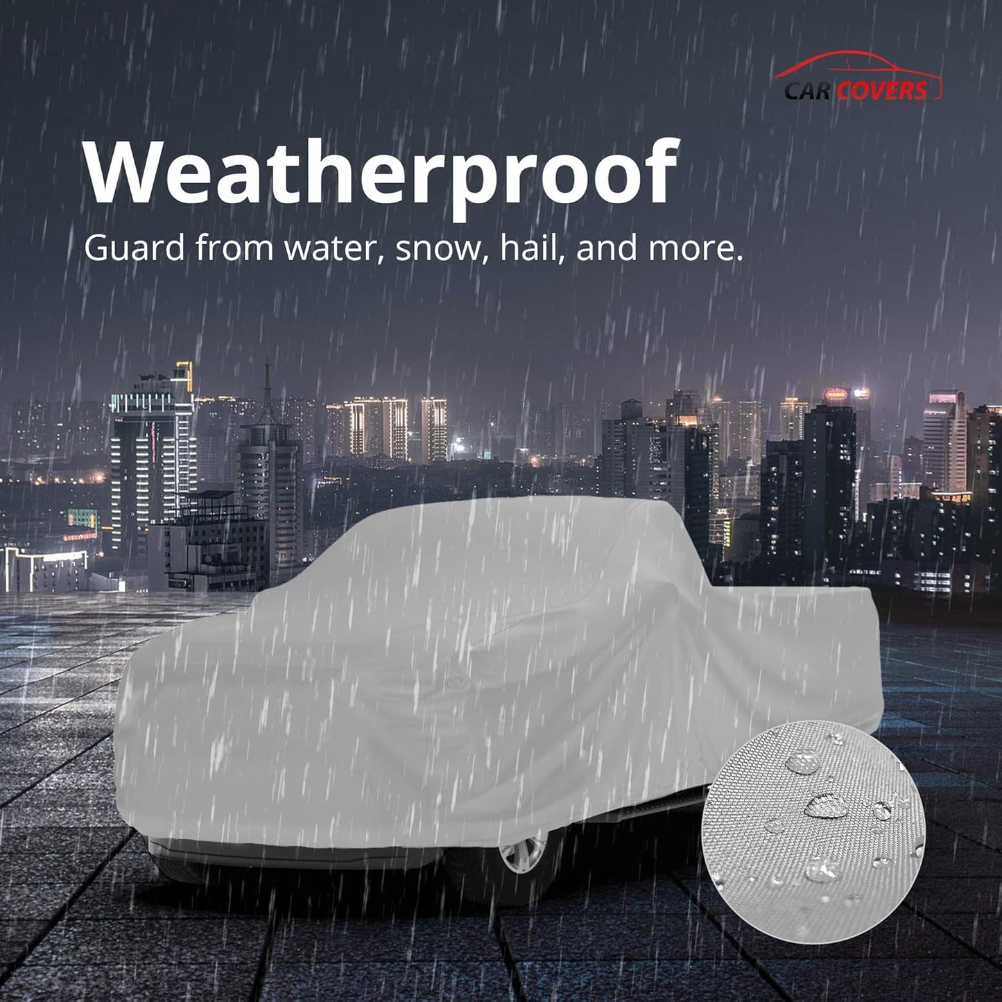 Car Covers Weatherproof Max Truck Cover & Warranty Compatible with Ford 1957-1983 F-100 Regular Cab, 6.5'– Outdoor Cover, Prevents Theft with Cable Lock