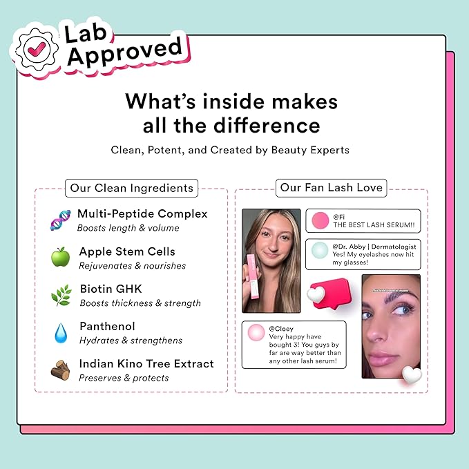 Cosmic Lash Serum Without Prostaglandins | Eyelash Growth Serum for Thicker, Longer, More Defined Lashes | 4-Month Supply XL Size | Made in USA | cGMPA Certified Lab