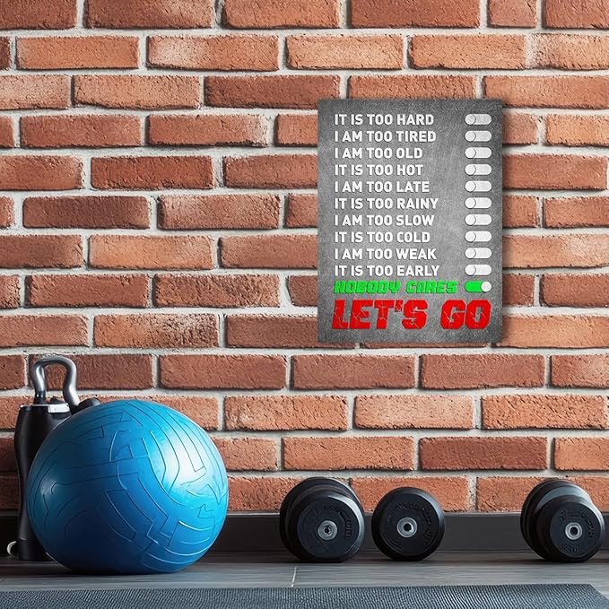 Gym Quotes Wall Art,Inspirational Workout Wall Decor,Let's Go Canvas Wall Art for Home Gym Exercise Fitness Room