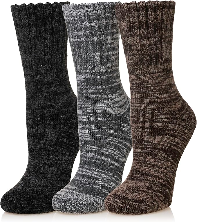 Merino Wool Boot Socks Thermal Winter Ski Thick Warm Hiking Socks for Women Men 3 Pairs