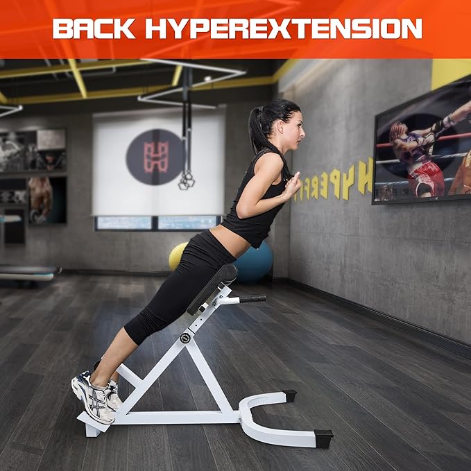 Roman Chair Hyperextension Bench - Adjustable Back Extension Machine for Home Gym, Core & Lower Back Workout, 250lbs Weight Capacity, Heavy Duty Steel Frame