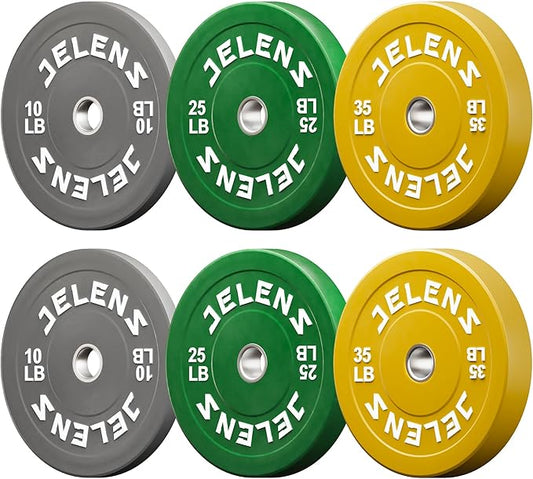 Olympic Barbell Weight Plates Set, 2-Inch Black/Colored Rubber Bumper Plate Weight Set for Strength Training and Weightlifting, Multiple Options