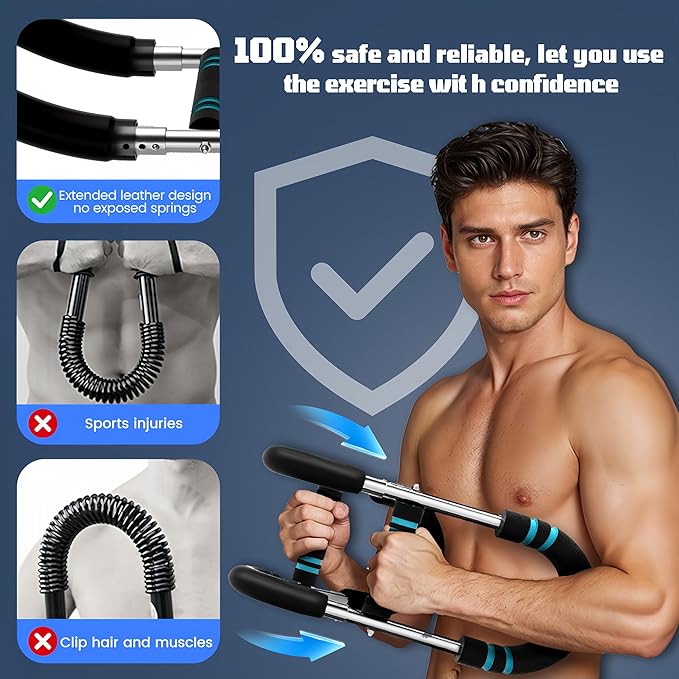 Twister Arm Trainer, 60-100lb Adjustable Chest & Arm Workout Tool, Arm Strengthener for Men & Women, Portable Detachable Upper Body Fitness Machine for Home & Gym