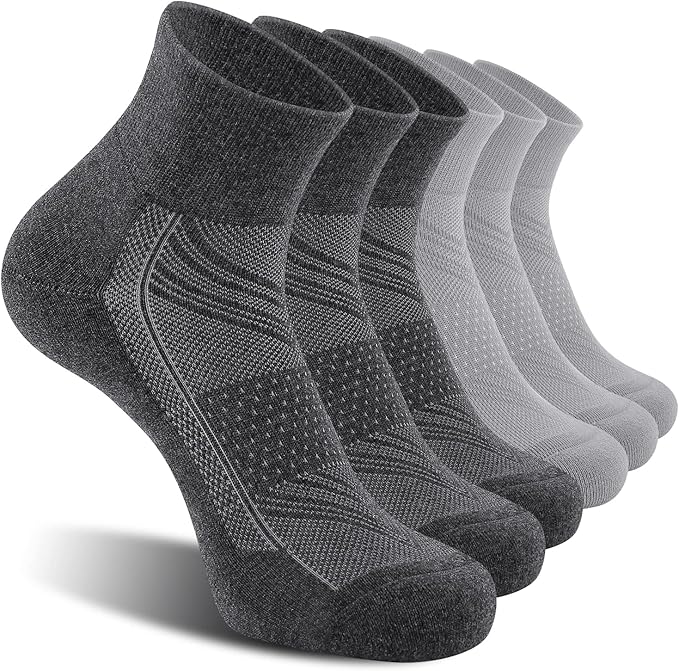 CelerSport 6 Pack Men's Ankle Socks with Cushion, Sport Athletic Running Socks