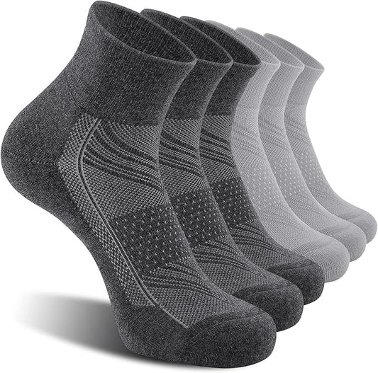 CelerSport 6 Pack Men's Ankle Socks with Cushion, Sport Athletic Running Socks