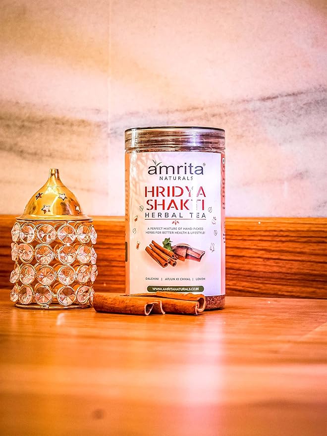 Amrita Naturals Hridya Shakti Herbal Tea 500g x 2 Pack Arjun Bark Instant Blend Caffeine Free Vegan Gluten Free No Artificial Additives Natural Plant Based Herbal Tea Powder