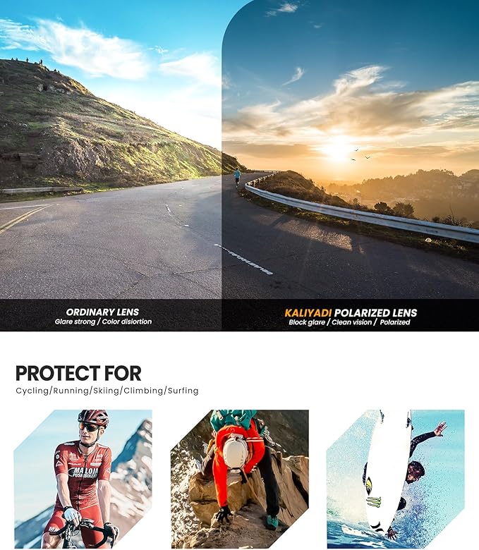 KALIYADI Polarized Sunglasses for Men, Sports Sun Glasses for Driving Cycling Fishing with UV protection