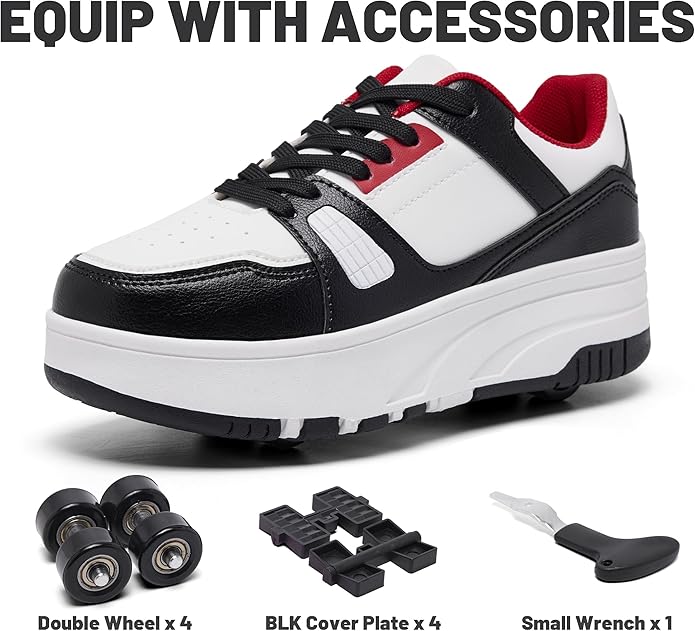 Roller Skate Shoes for Kids Girls Boys Detachable Wheeled Fashion Sneakers