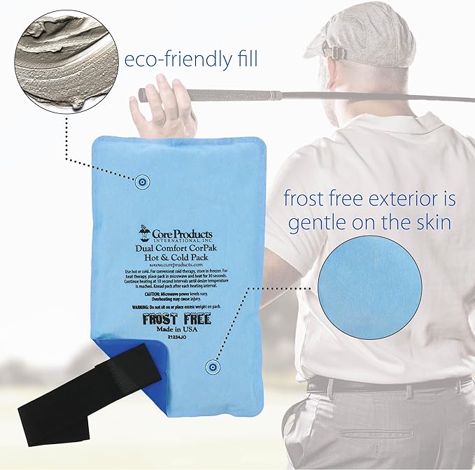 Core Products Dual Comfort CorPak - Reusable hot/Cold Pack for Knee, Back, Shoulder, or Ankle Pain; Use hot or Cold; Made in USA - 6" x 10"