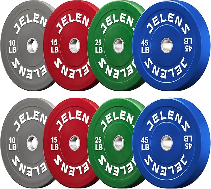 Olympic Barbell Weight Plates Set, 2-Inch Black/Colored Rubber Bumper Plate Weight Set for Strength Training and Weightlifting, Multiple Options