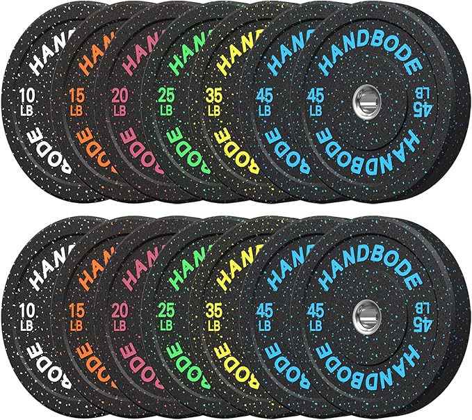 2-Inch Bumper Plates High Bounce, Olympic Weight Plate Set 45/100/160/190/260/300lb, Barbell Weight Plates Set for Home Gym, Colored Weights Rubber Strength Training Plate for Weight Lifting