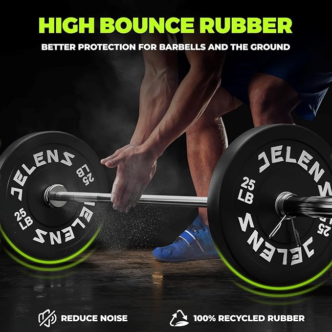 Olympic Barbell Weight Plates Set, 2-Inch Black/Colored Rubber Bumper Plate Weight Set for Strength Training and Weightlifting, Multiple Options