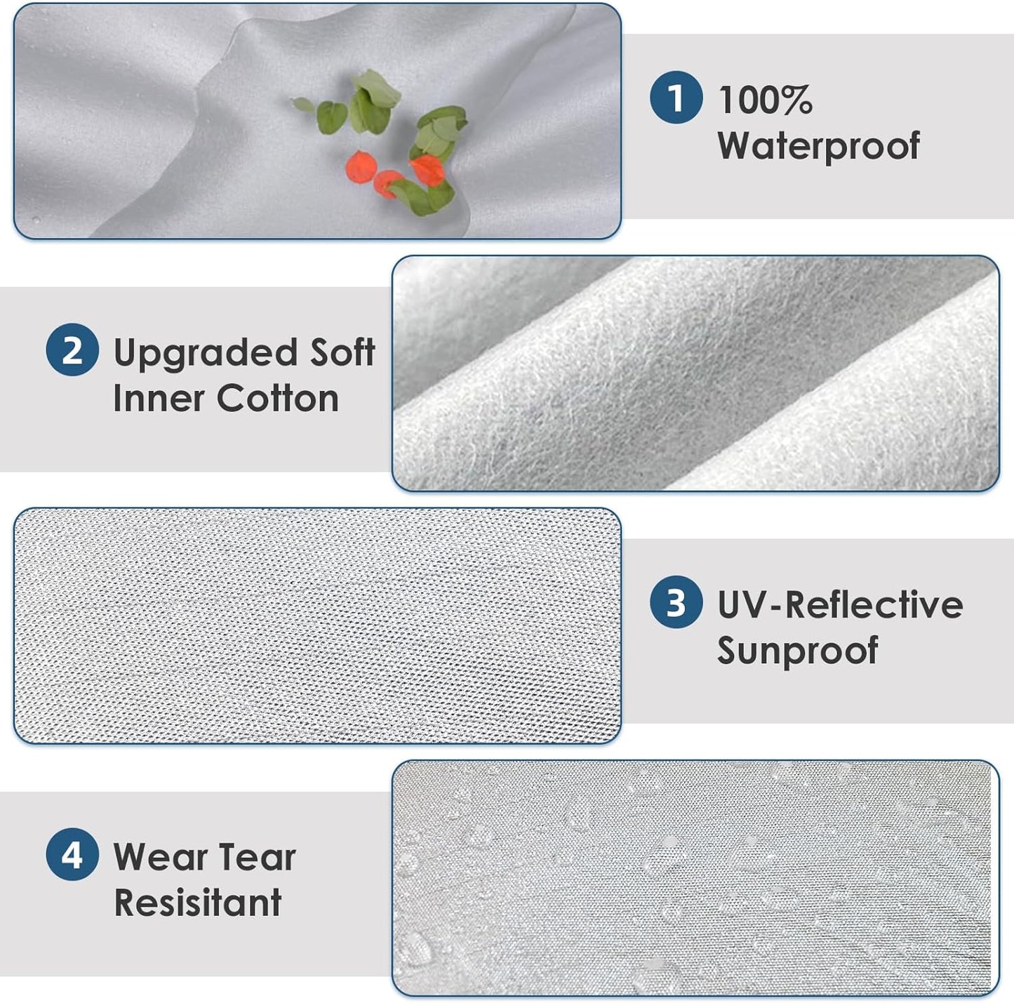 AUQDD 6-Layers Premium Truck Car Cover Waterproof All Weather Weatherproof UV Sun Protection Snow Dust Storm Resistant Outdoor Exterior Custom Form-Fit Full Padded Car Cover with Straps 230"-260" K15