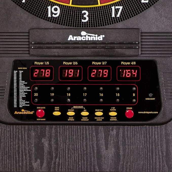 Arachnid Cricket Pro 650 Standing Electronic Dartboards with 24 Games, 132 Variations, and 6 Soft-Tip Darts Included