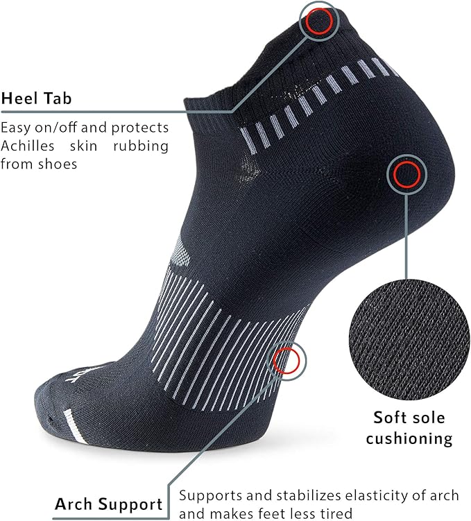 MONFOOT Men's/Women's 3-10 Pairs Silky Dry Athletic Cushion Ankle Socks, Multipack