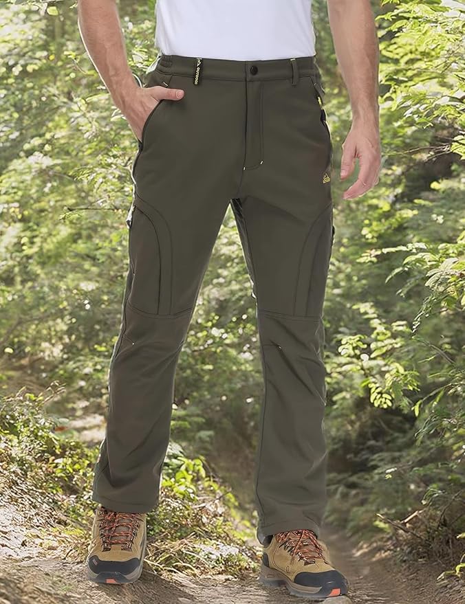 MAGCOMSEN Snow Pants for Men Water Resistant Fleece Lined 5 Zipper Pockets Winter Snowboard Hiking Insulated Ski Pants