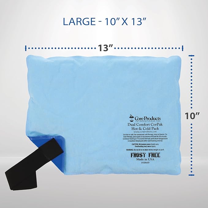 Core Products Dual Comfort CorPak - Reusable hot/Cold Pack for Knee, Back, Shoulder, or Ankle Pain; Use hot or Cold; Made in USA - Size: 10" x 13"