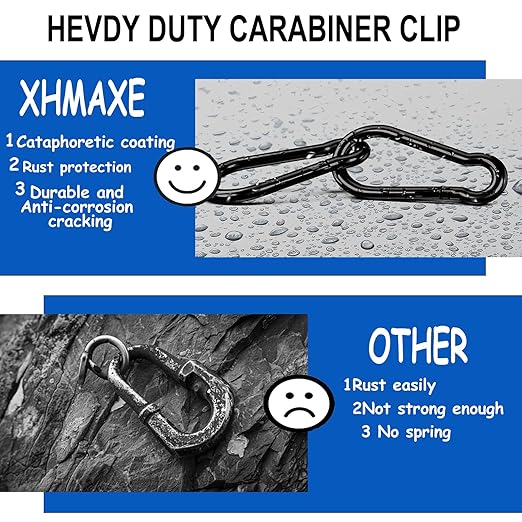 20PCS M5 Black Carabiner Clip, 3/16Inch Snap Hook Quick Link Small Clips, 2'' Spring Carabiner Link Buckle for Fishing Camping Hammock Dog Leashes-220LBS Holding Capacity