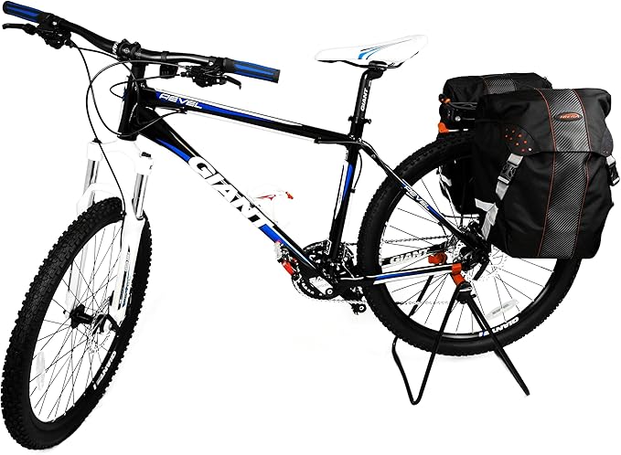 Ibera Bicycle Bag PakRak Clip-On Quick-Release All Weather Bike Panniers (Pair), Includes Rain Cover , Black