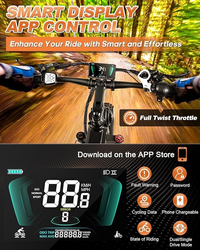 W Wallke 2025 X3 ProMax MAX Folding Dual Motor Electric Bike, 48V 44Ah/22Ah Long Range Adults Ebike, 26" Fat Tire All Terrian Full Suspension 31-34 MPH Fast E-Bike, 7-Speed Mountain e Bicycle, UL2849