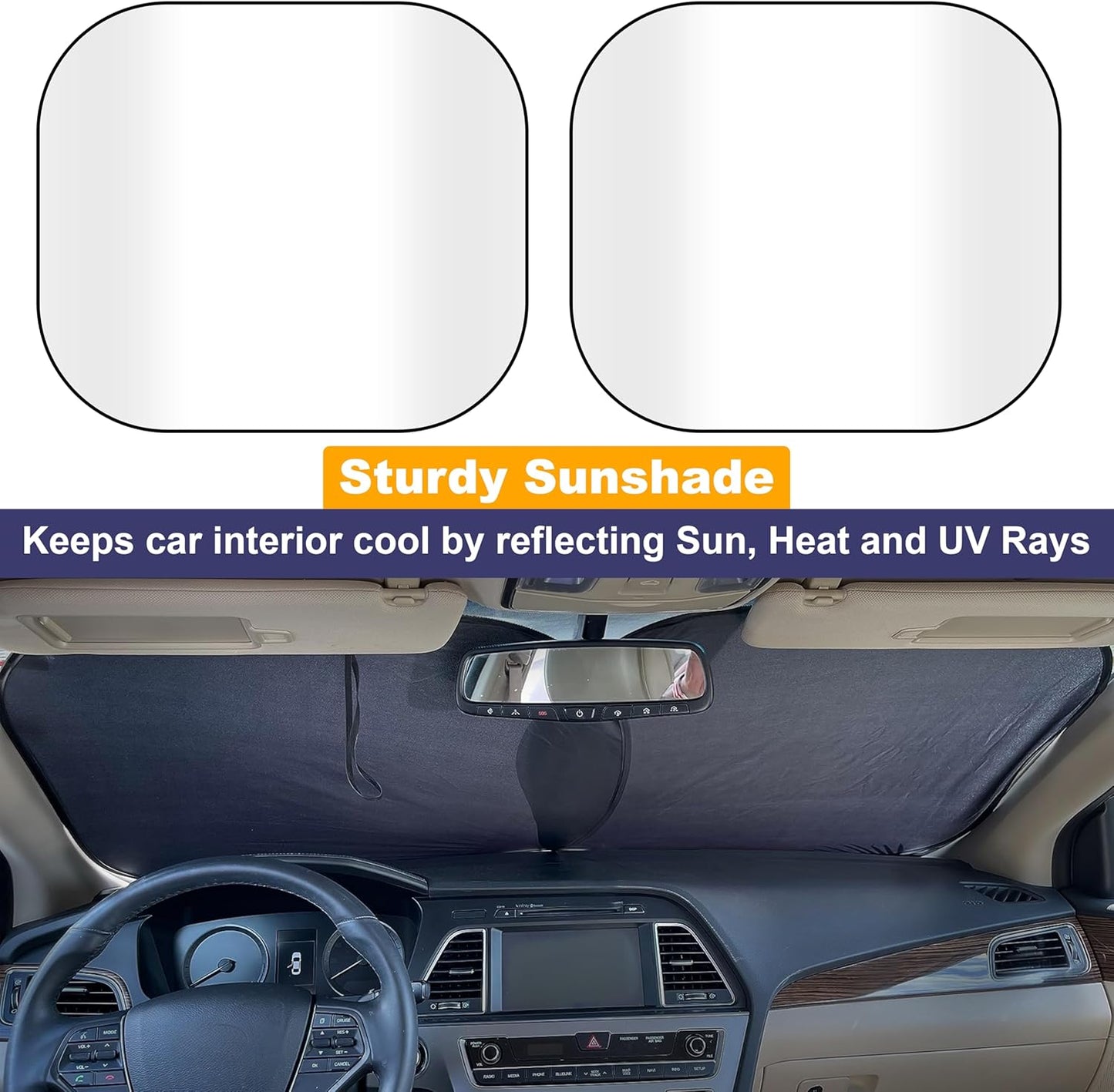 EcoNour Car Windshield Sun Shade Foldable | Front Windshield Shade for Sun, Heat and UV Rays | Sunshade for Car Front Window and Interior Sun Protection | Medium (31 * 28 inches)