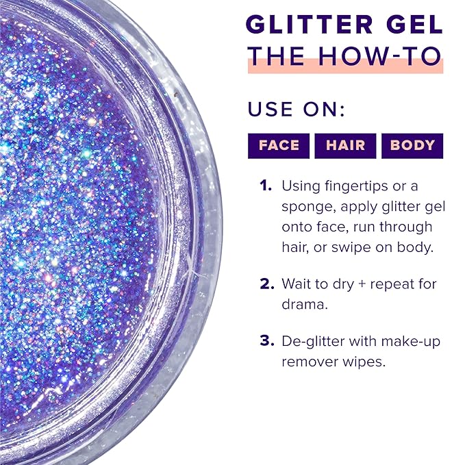 Unicorn Snot Face & Body Glitter - Cosmetic-Grade Holographic Glitter Gel - Makeup for Festivals, Raves, Anime Cosplay - Safe for Face, Easy Application & Removal, 1.7oz Purple (Ultraviolet)