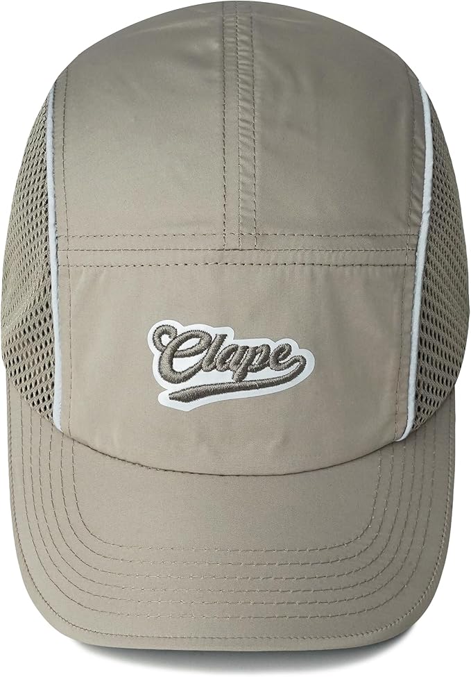 CLAPE Quick Dry 5 Panel Hat for Men, Breathable Mesh Short Brim Baseball Cap, Reflective Ajustable Outdoor Sport Running Hat