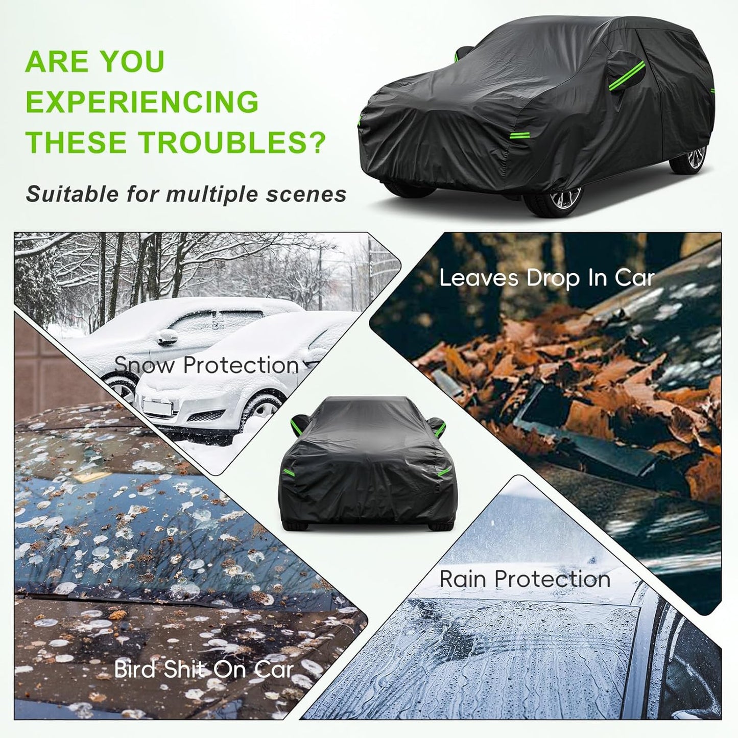 KouKou Car Cover Waterproof All Weather, 7 Layers Outdoor Car Covers for Automobiles with Zipper, Universal Fit Hatchback Subaru Impreza,Mazda 3,VW Golf, BMW X2, ect. (Length to164-178 inch)